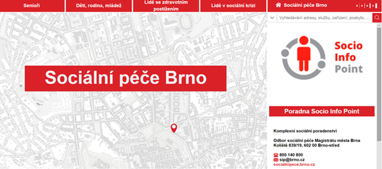 Mapa sociální péče v Brně. Zdroj: MMB