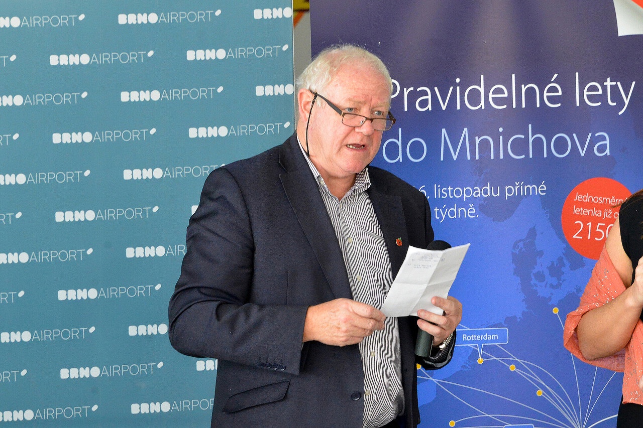 Tisková konference na téma zprovoznění nové letecké linky Brno-Mnichov
