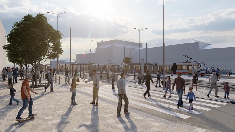Vizualizace přednádražního prostoru, Brno, zdroj: ARCHIKA
